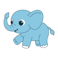 Naklejka premium Cute baby elephant moving in place with happy gentle steps Vector illustration