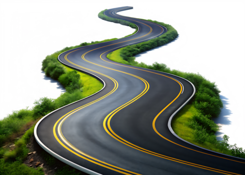 twisty road isolated on white background PNG , AI GENERATED