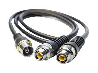 Audio video cable with multiple connectors isolated on transparent background