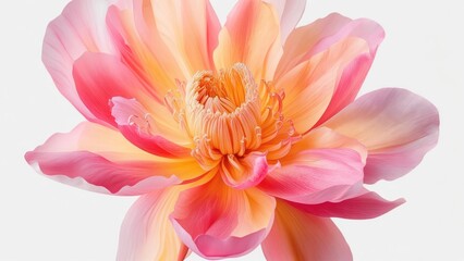 Fototapeta premium Vibrant Pink and Orange Dahlia Petals with Delicate Texture and Soft Lighting