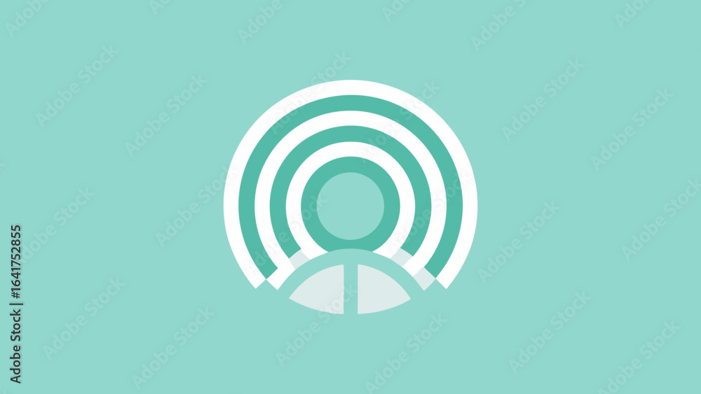 Aufkleber abstract geometric concentric circles and arc design on teal background pattern