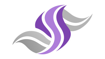 Abstract purple and grey flowing shapes on a white background curves waves