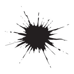 Black ink splash splatter isolated on white background