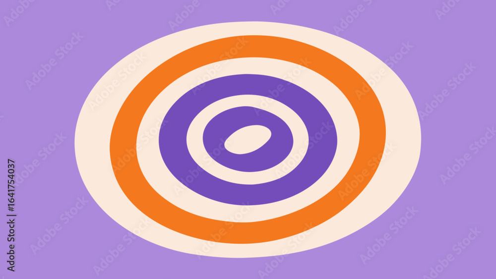 Poster concentric circles abstract design in purple orange and cream background pattern