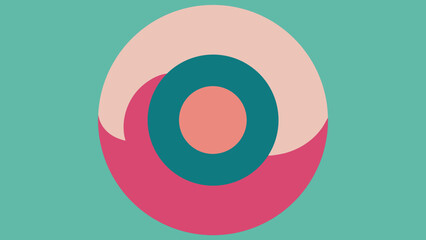 Concentric Circles and Arcs in Pastel and Teal Colors on Teal Background abstract pattern