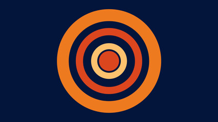 Concentric Orange and Cream Circles on Dark Navy Blue Background abstract rings