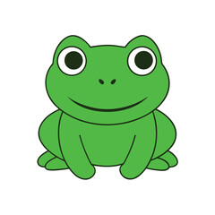 Adorable cartoon frog resting and blinking gently Vector illustration