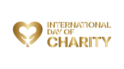 International Day of Charity Golden Heart and Hands Vector Design on Transparent Backdrop