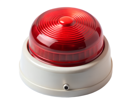 Red alarm beacon light isolated on transparent background