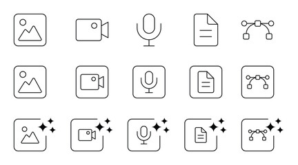 Ai generate image video voice text vector icons illustration