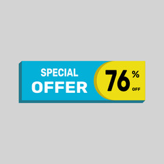 Special offer 76% sale banner. icon Vector illustration discount off on white background