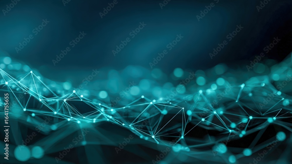 Poster abstract network connection structure with connected points and lines for data visualization
