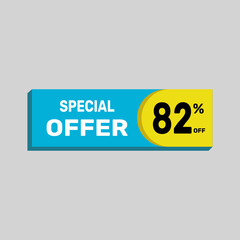Special offer 82% sale banner. icon Vector illustration discount off on white background