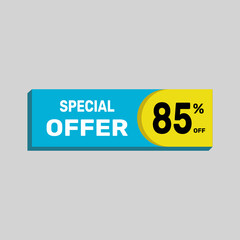 Special offer 85% sale banner. icon Vector illustration discount off on white background