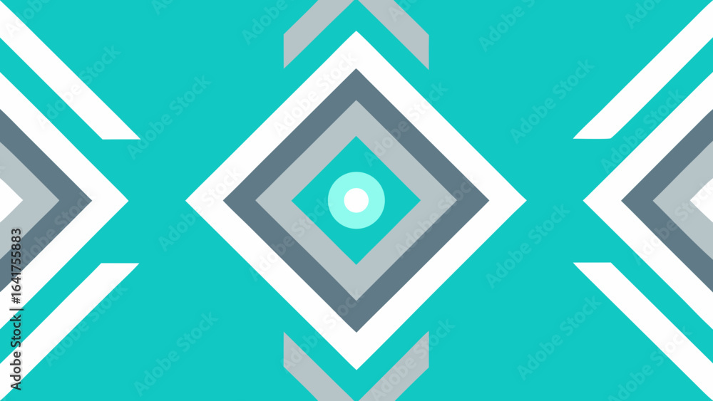 Poster geometric teal background with diamond and arrow motifs abstract pattern