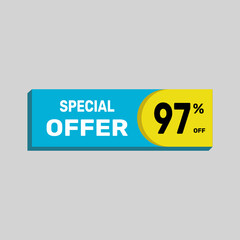 Special offer 97% sale banner. icon Vector illustration discount off on white background