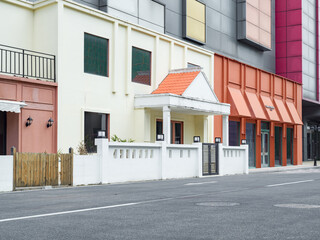 Fototapeta premium empty asphalt street with store