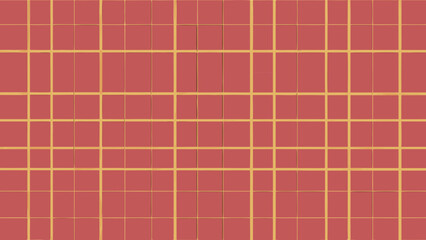 Fototapeta premium Red Tiled Wall With Yellow Grid Lines Texture Background vector illustration
