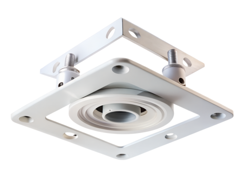 White projector ceiling mount bracket isolated on transparent background