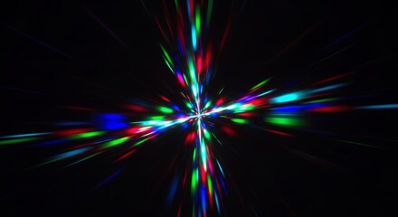 Vibrant Abstract Radial Burst of Colorful Light on Black Background  Dynamic Energy Art Stock Photo