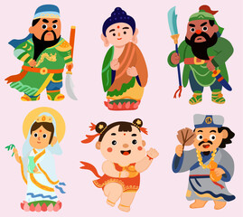 Chinese Deities and Folk Heroes ? Lunar New Year Blessings Illustration