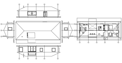 house traditional architecture plan 3d illustration	
