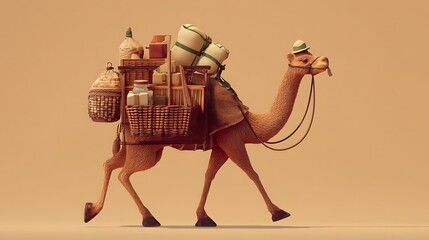 animation of camels transporting trade goods