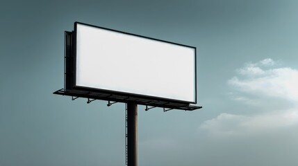 Obraz premium Blank Billboard Mockup Against a Clear Sky, Ideal for Advertising and Marketing Campaigns