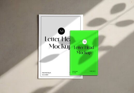 Paper Letterhead Mockup with Realistic Shadow Overlay