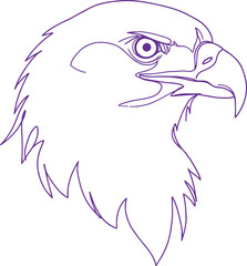 Striking eagle head outline in purple, modern design element perfect for branding and creative projects
