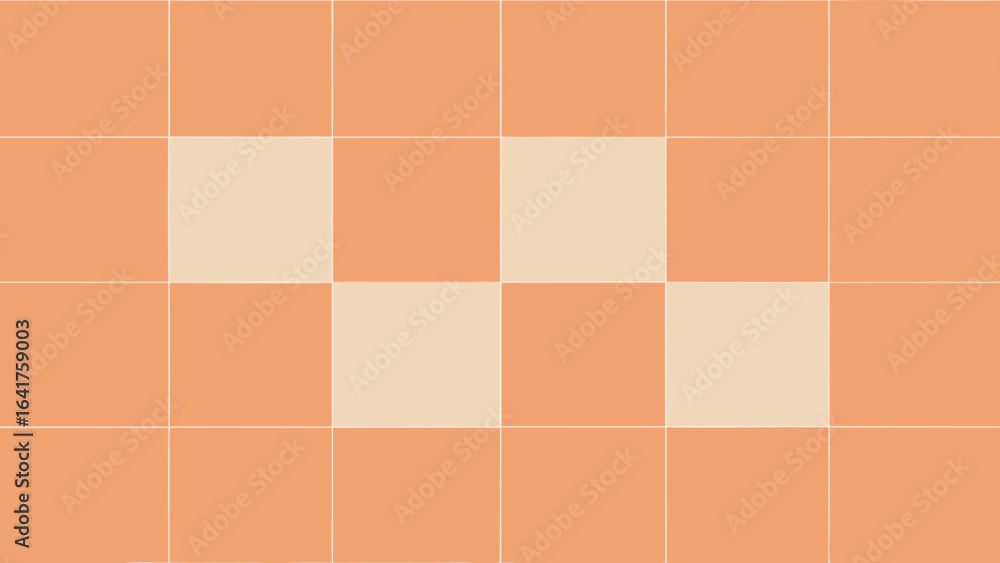 Poster tiled grid with alternating light and dark peach squares pattern background