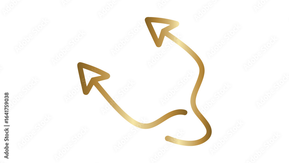 Aufkleber golden diverging arrows on transparent backdrop directional choices and branching paths