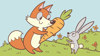 Obraz premium fox and carrot