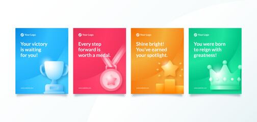 Gradient Achievement Instagram Feed Template with Icon Illustration