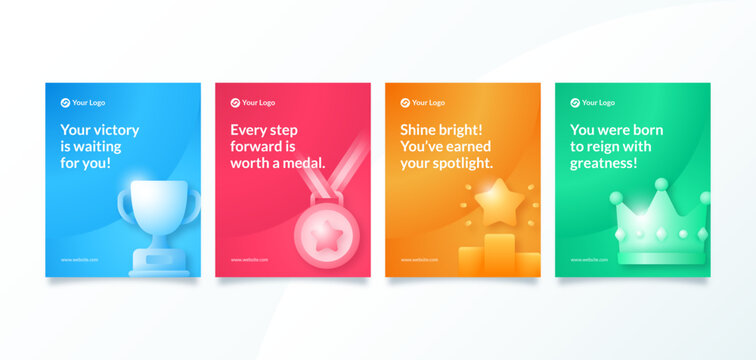 Gradient Achievement Instagram Feed Template with Icon Illustration