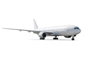White wide body passenger jetliner isolated