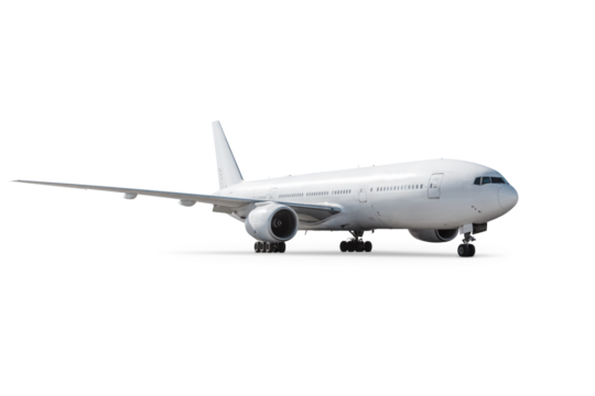 White wide body passenger jetliner isolated