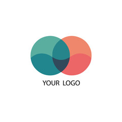 Two overlapping circles in teal and coral with your logo text below