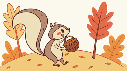 autumn leaves and acorns