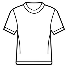 Essential White Tee: Minimalist outline of a classic white T-shirt, perfect for mockups and design concepts, clean aesthetic, emphasizing the garment's simplicity and versatility.