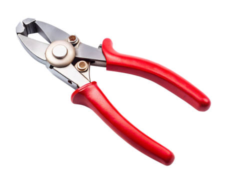 Red handled pliers isolated on transparent background
