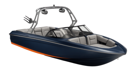 Wakeboard boat with a tower and ballast tanks for wave creation