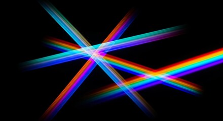 Colorful Abstract Light Streaks on Black Background  Dynamic Spectrum Lines Art Photography for Modern Design
