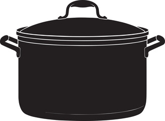 Cooking Pot Silhouette in Black | Kitchen Utensil Clipart Illustration Vector Format