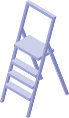 Light purple step ladder standing upright, ready for use, featuring four steps and a platform