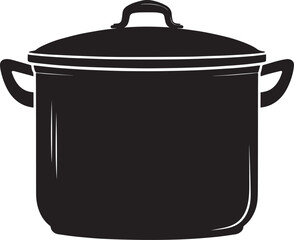 Cooking Pot Silhouette in Black | Kitchen Utensil Clipart Illustration Vector Format