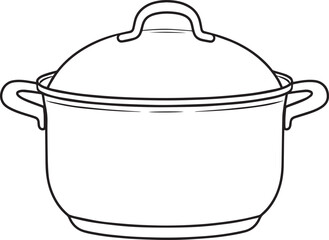 Cooking Pot Silhouette in Black | Kitchen Utensil Clipart Illustration Vector Format