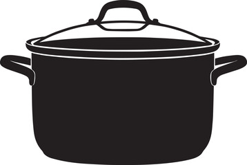Cooking Pot Silhouette in Black | Kitchen Utensil Clipart Illustration Vector Format