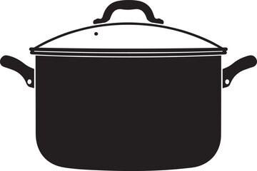 Cooking Pot Silhouette in Black | Kitchen Utensil Clipart Illustration Vector Format