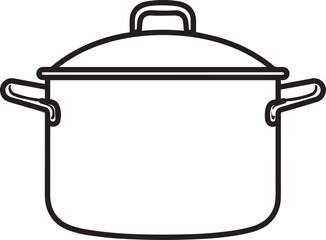 Cooking Pot Silhouette in Black | Kitchen Utensil Clipart Illustration Vector Format